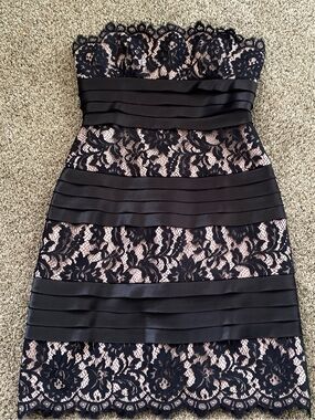 bcbg black lace strapless dress Lace & Jersey Gown Black / 4